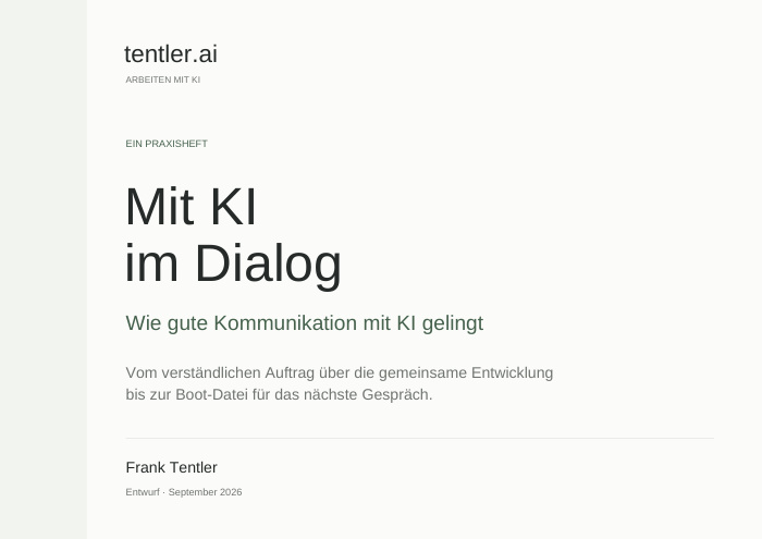 Titelseite: Mit KI im Dialog · Praxisheft