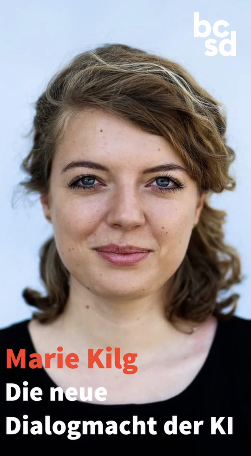 Veranstaltungsmotiv mit Marie Kilg und dem Titel Die neue Dialogmacht der KI.