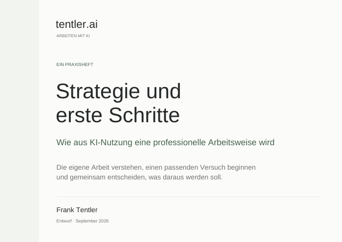 Titelseite: Strategie und erste Schritte – Praxisheft