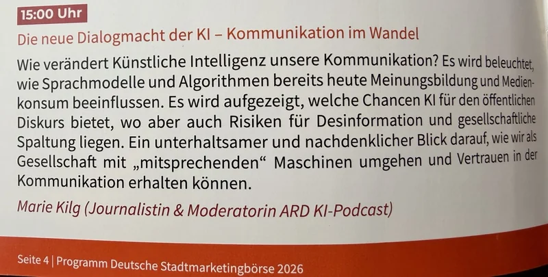 Programmausschnitt: Die neue Dialogmacht der KI, Kommunikation im Wandel, mit Marie Kilg.
