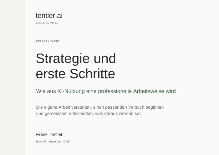 Titelseite: Strategie und erste Schritte – Praxisheft